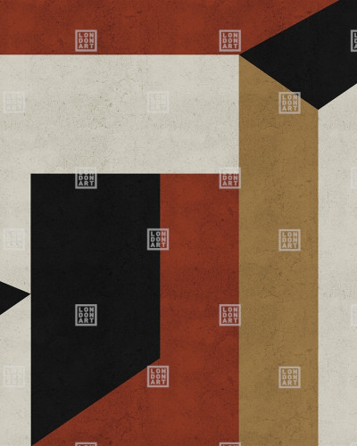 Tapet modern cu design geometric in culori roșu, negru, bej și alb.