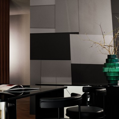 Tapet modern cu design geometric în nuanțe de gri și negru