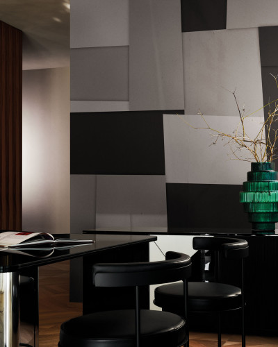 Tapet modern cu design geometric în nuanțe de gri și negru