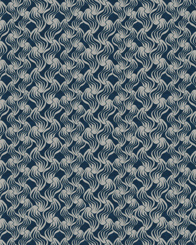 Tapet cu design abstract elegant, inspirat din arta deco, cu culori albastru închis și crem.