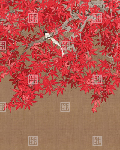 Tapet cu design japonez - Kimono Tale Books / Tsukesage (caramel) - Londonart