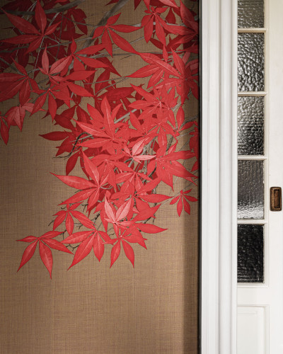 Tapet cu design japonez - Kimono Tale Books / Tsukesage (caramel) - Londonart