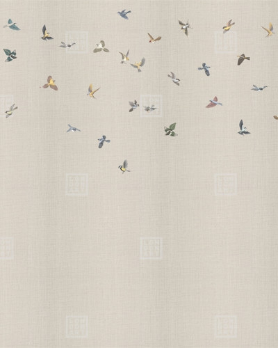 Wallpaper cu pasari delicate in zbor pe un fundal alb, perfect pentru dormitor, living sau birou.