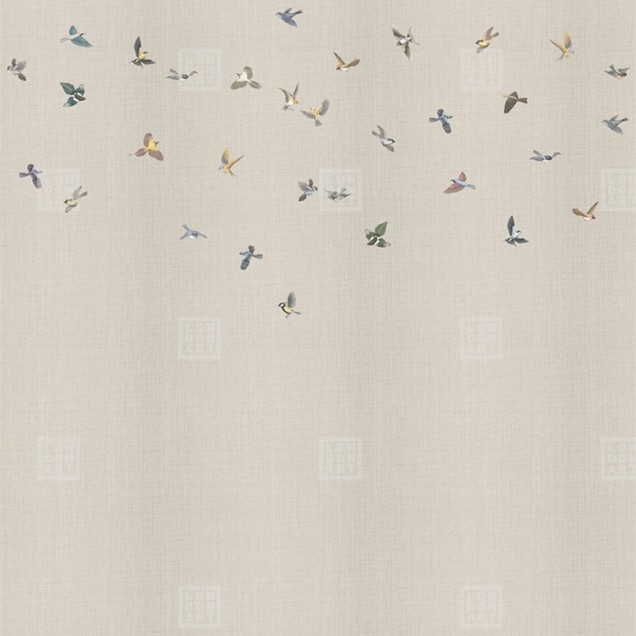 Wallpaper cu pasari delicate in zbor pe un fundal alb, perfect pentru dormitor, living sau birou.