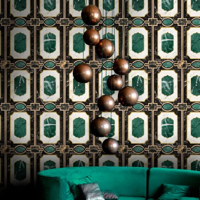 Tapet designer Waldorf Emerald, MINDTHEGAP, 4.68mp / cutie, Tapet living 