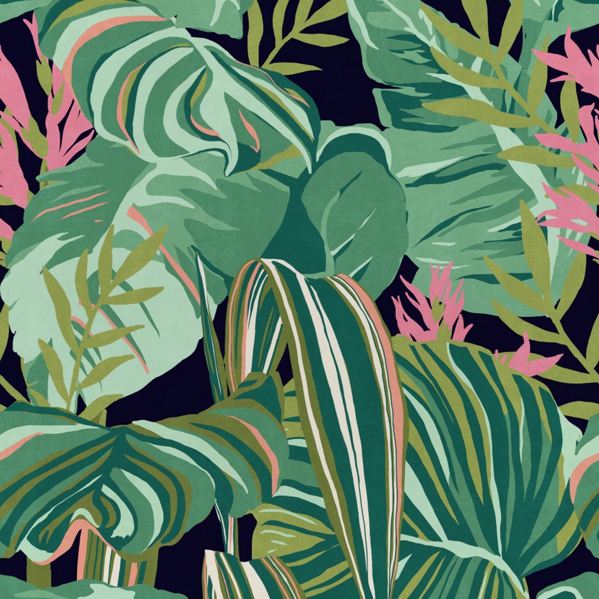 Tapet designer Tropical Foliage, Anthracite, MINDTHEGAP, 4.68mp / cutie, Tapet dormitor 