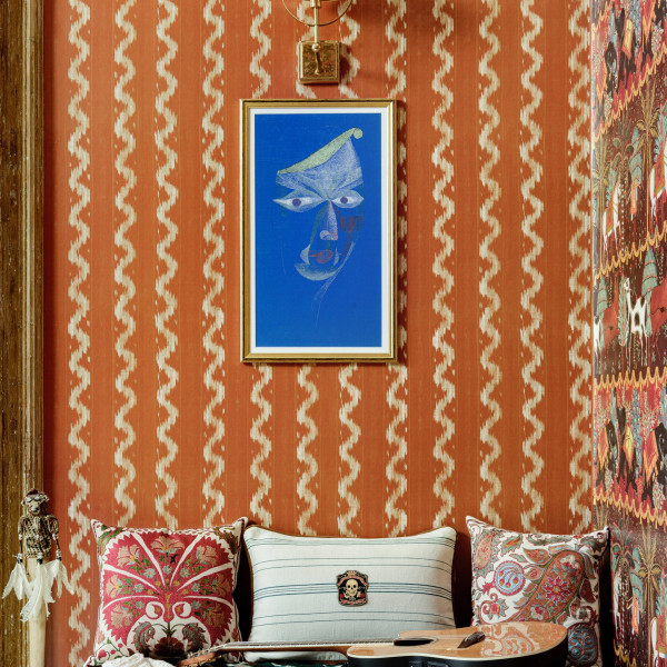 designer Vintage Ikat, Apricot, MINDTHEGAP, 5.2mp / rola