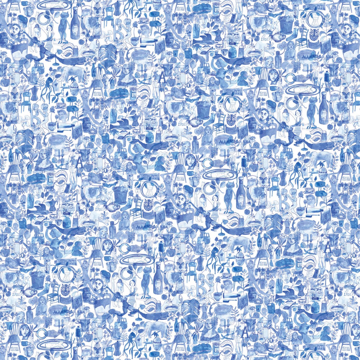 Tapet designer I’m Blue by Anna Surie, NLXL, 1.6 mp / segment, Tapet living 