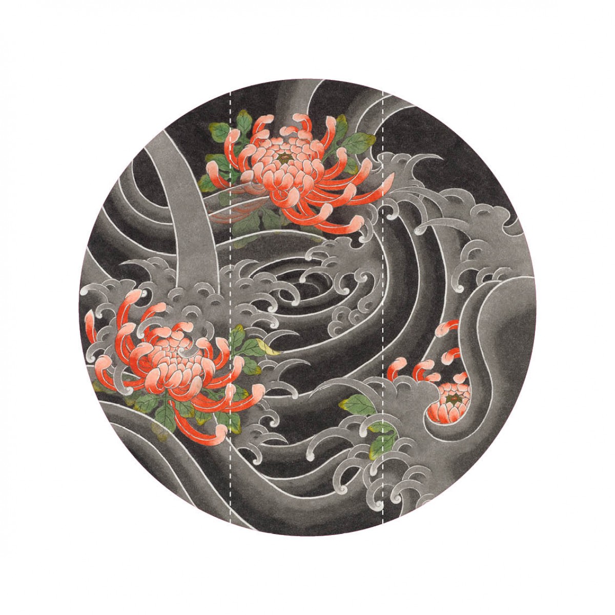 Tapet designer, rotund, Kiku Sui, Small by Kensho II, NLXL, 142cm Diametru, Fototapet circular 