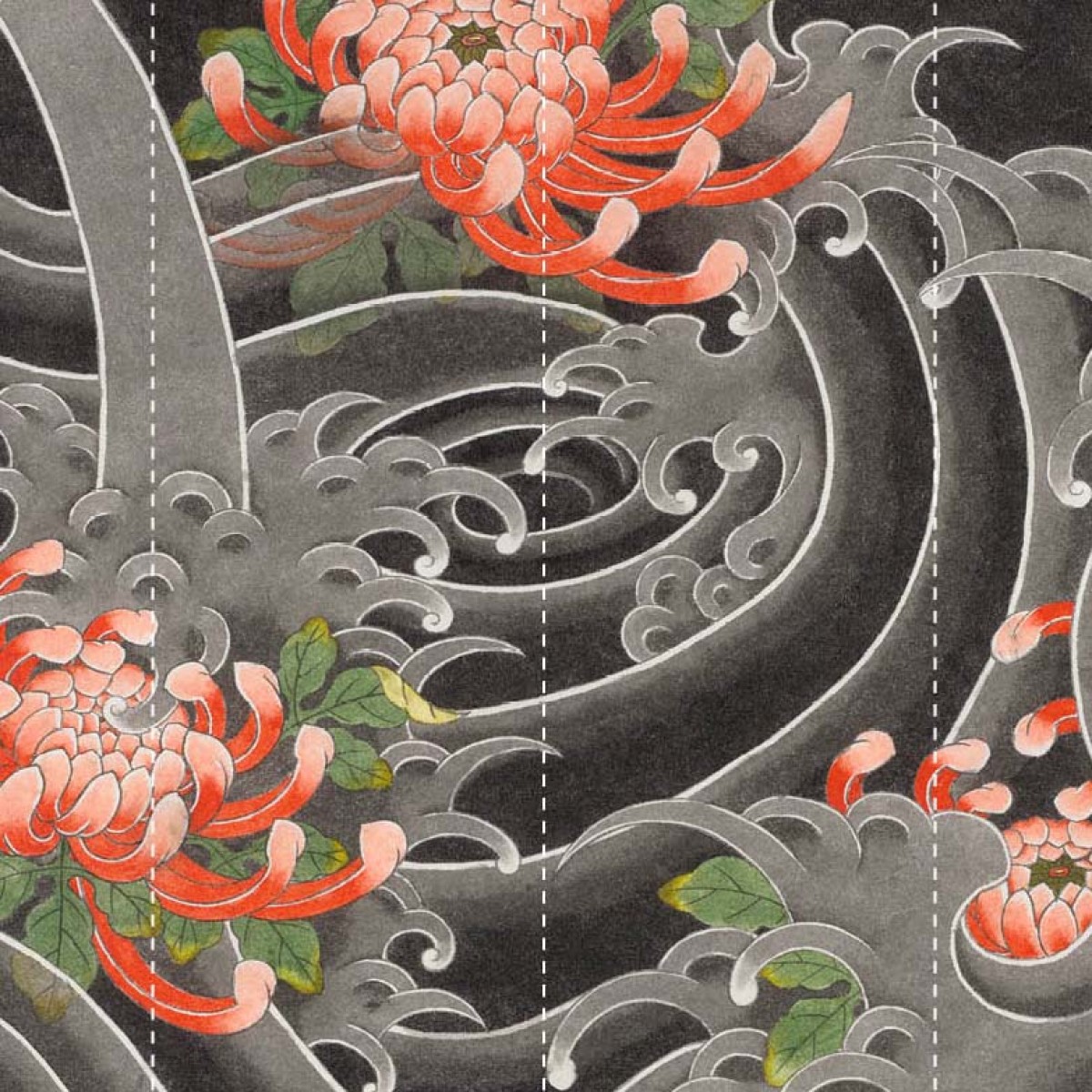 Tapet designer, rotund, Kiku Sui, Large by Kensho II, NLXL, 190cm Diametru, Fototapet circular 