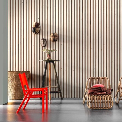 Tapet designer Timber Strips White on Teak by Piet Hein Eek, NLXL, 4.9mp / rola, Tapet hol 