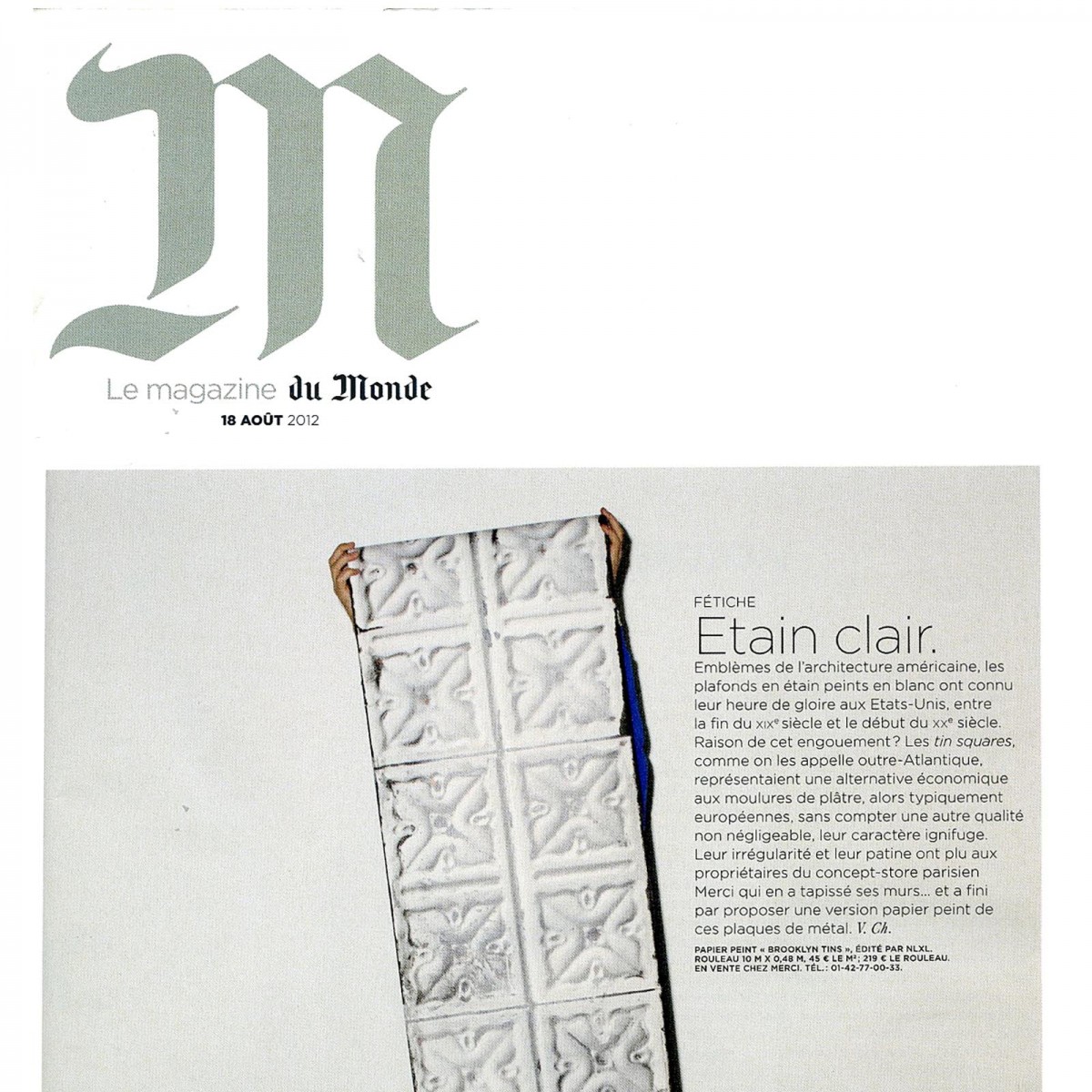 Tapet designer Brooklyn Tins, Small Grey by MERCI, NLXL, 4.9mp / rola, Tapet Exclusivist 
