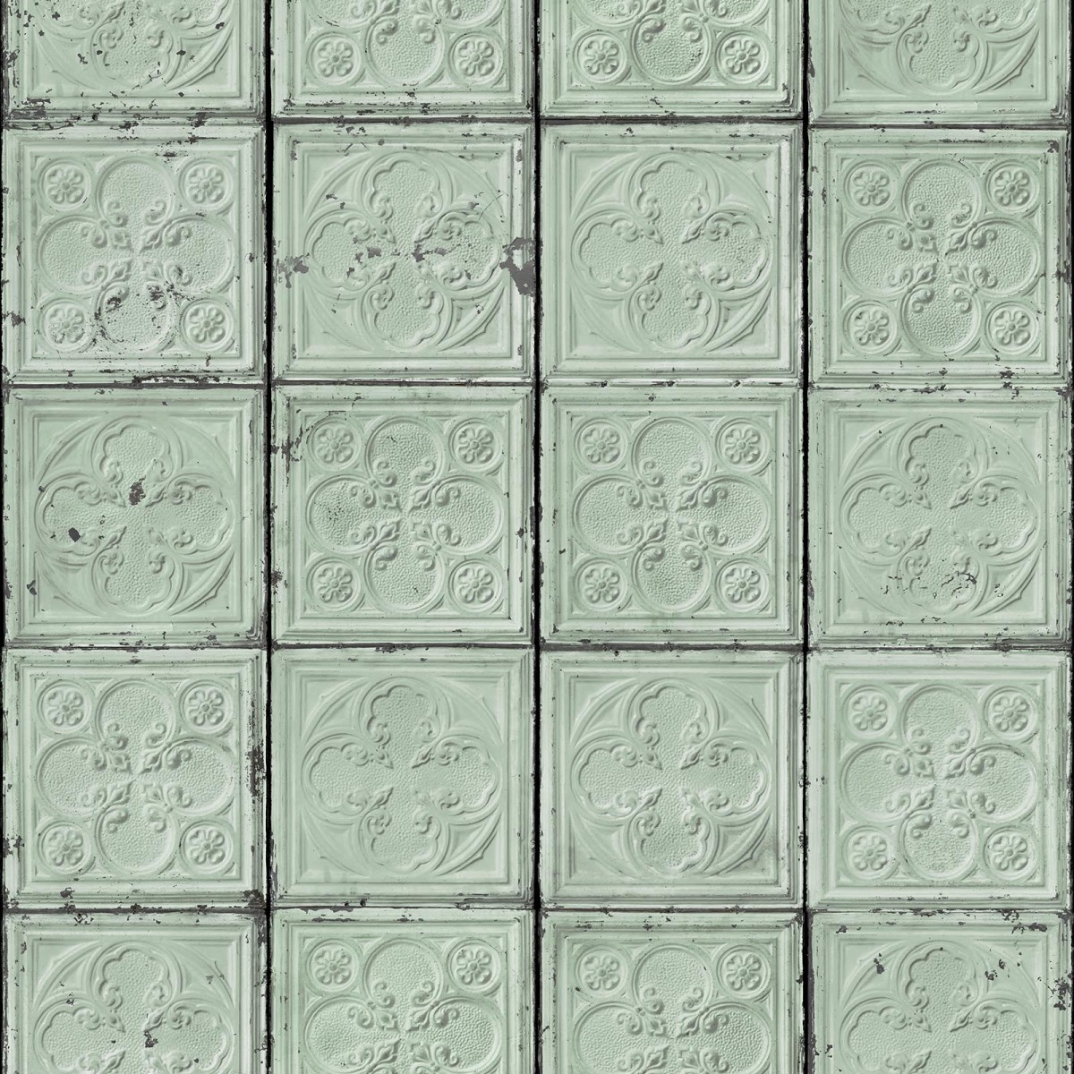 Tapet designer Brooklyn Tins, Green by MERCI, NLXL, 4.9mp / rola, Tapet Exclusivist 