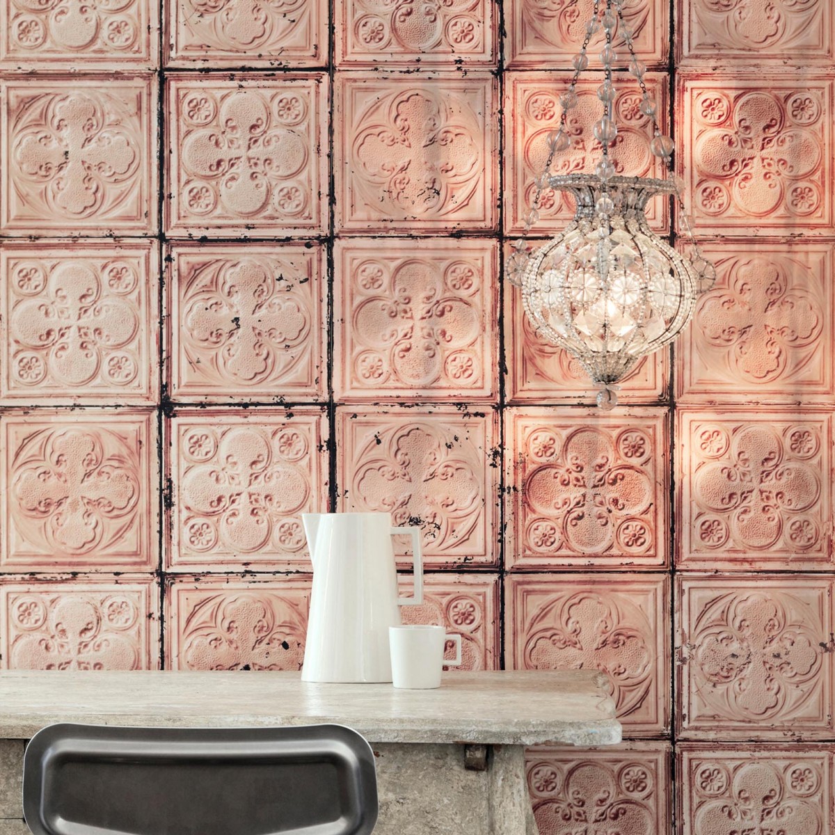 Tapet designer Brooklyn Tins, Pink by MERCI, NLXL, 4.9mp / rola, Tapet Exclusivist 