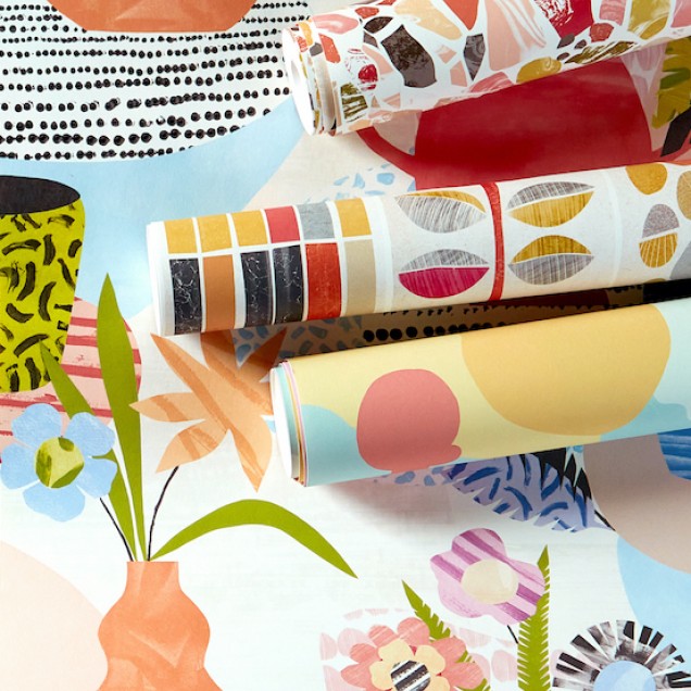 Tapet Ohpopsi OHP-ABS50119W. Conține culorile: Galben, Galben Pastel, Bej, Bej Verzui, Gri, Telegri 4, Albastru, Albastru Pastel, Roz, Rose