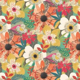Tapet Floral Riot, Olive, Ohpopsi