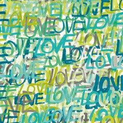 Tapet Love Scribble, Aquamarine, Ohpopsi
