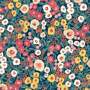 Tapet Flora Ditsy, Indigo & Coral, Ohpopsi