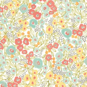 Tapet Flora Ditsy, Coral & Sky, Ohpopsi