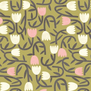Tapet Tiny Tulip, Olive Mix, Ohpopsi