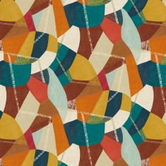 Tapet Abstract Geo, Rust & Peacock, Ohpopsi