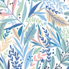 Fototapet Patterned Leaves M, Washed Denim, Origin Murals, 300x240cm