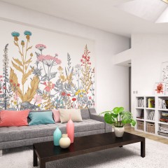 Fototapet Botanical Fleur M, Dove & Coral, Origin Murals, 300x240cm