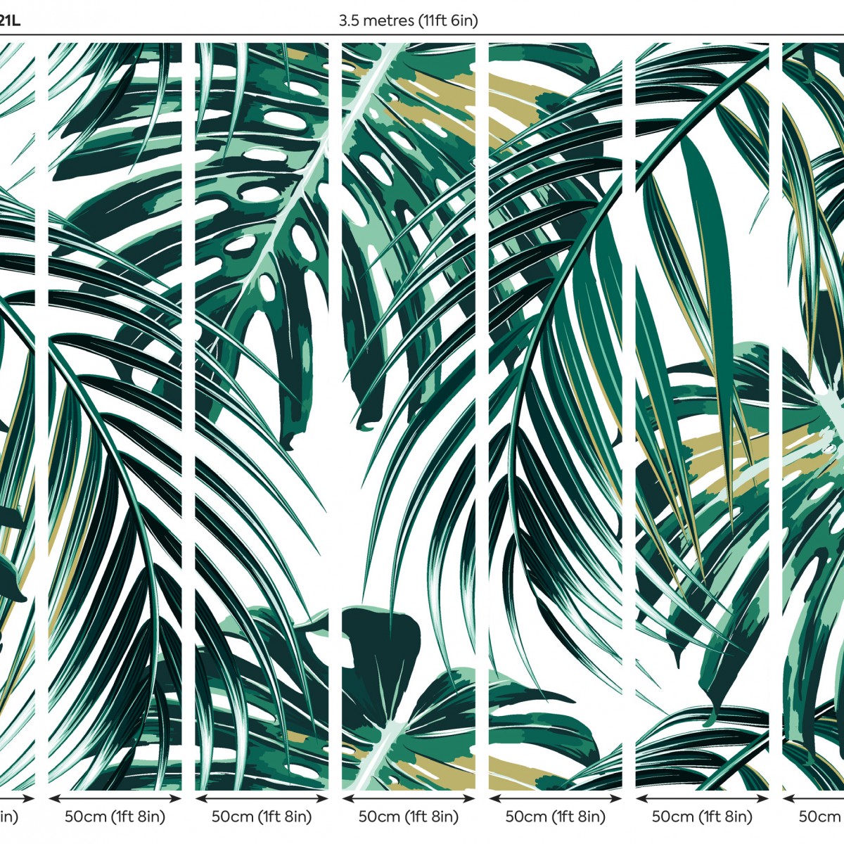 Fototapet Tropical Leaves L, Emerald, Origin Murals, 350x280cm,  