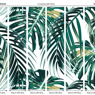 Fototapet Tropical Leaves M, Emerald, Origin Murals, 300x240cm,  