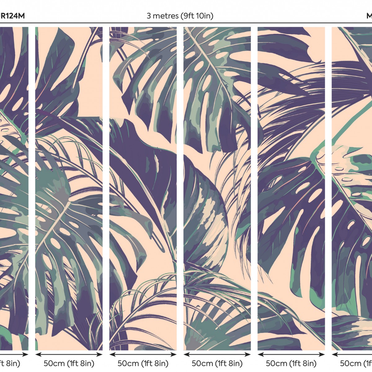 Fototapet Palm Leaves M, Blush & Jade, Origin Murals, 300x240cm,  