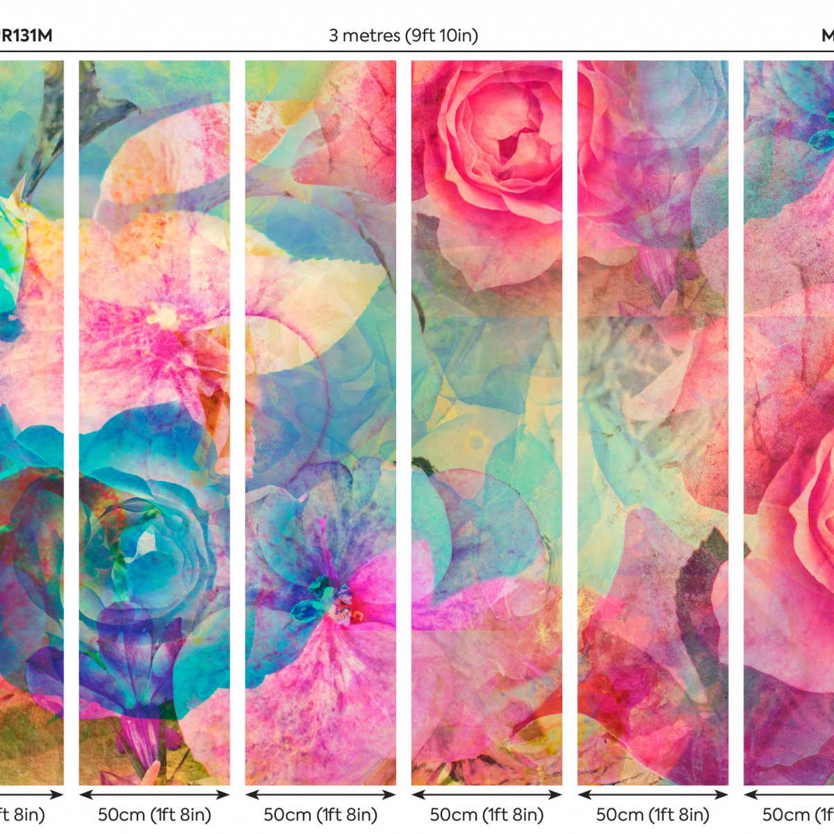 Fototapet Origin Murals ORM-MUR131M. Conține culorile: Roz, Rose, Verde, Verde Deschis, Albastru, Albastru Pastel, Roz, Roz Deschis, Albastru, Albastru Văzduh