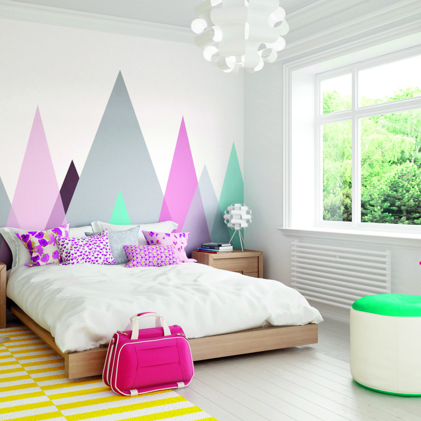 Fototapet Origin Murals ORM-MUR174L. Conține culorile: Verde, Verde Deschis, Roz, Roz Deschis, Violet, Violet Pastel, Gri, Telegri 4