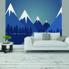 Fototapet Snowy Mountain Valley L, Steel Blue, Origin Murals, 350x280cm
