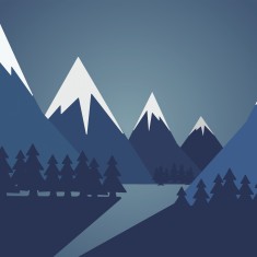 Fototapet Snowy Mountain Valley M, Steel Blue, Origin Murals, 300x240cm