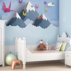 Fototapet Origami Mountains M, Powder Blue, Origin Murals, 300x240cm