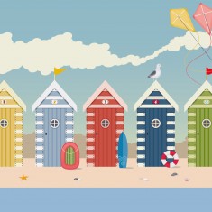 Fototapet Beach Huts M, Multi, Origin Murals, 300x240cm