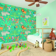 Fototapet Jungle Animals M, Teal, Origin Murals, 300x240cm