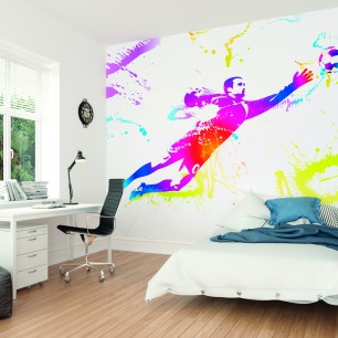 Fototapet Origin Murals ORM-MUR186L. Conține culorile: Gri, Gri Veveriță, Galben, Galben Luminos, Verde, Verde Deschis, Albastru, Albastru-Violet, Roșu, Roșu Luminos