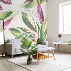 Fototapet Botanical Calathea Leaves M, Grey, Origin Murals, 300x240cm