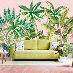 Fototapet Tropical Palm Trees L, Pink, Origin Murals, 350x280cm
