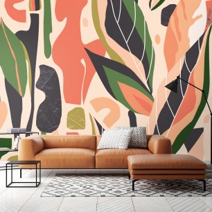 Fototapet Origin Murals ORM-MUR203L. Conține culorile: Portocaliu, Portocaliu Somon, Verde, Verde Mai, Galben, Galben Ocru, Fildeș, Fildeș Deschis, Maro, Maro-Gri