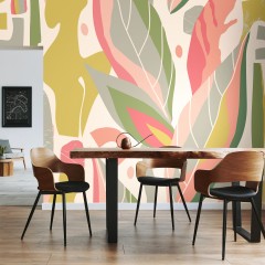 Fototapet Abstract Leaf Shapes M, Pink, Origin Murals, 300x240cm