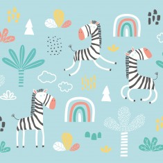 Fototapet Dancing Zebras L, Blue, Origin Murals, 350x280cm