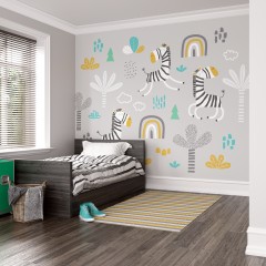 Fototapet Dancing Zebras M, Grey, Origin Murals, 300x240cm
