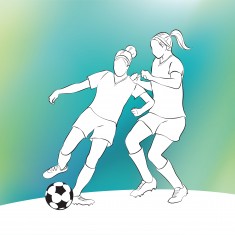 Fototapet Girls Playing Football M, Green, Origin Murals, 300x240cm