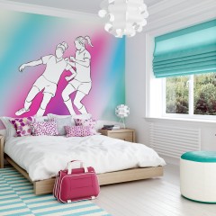 Fototapet Girls Playing Football L, Blue, Origin Murals, 350x280cm