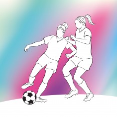 Fototapet Girls Playing Football M, Blue, Origin Murals, 300x240cm