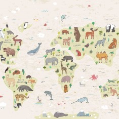 Fototapet Childrens World Map L, Natural, Origin Murals, 350x280cm