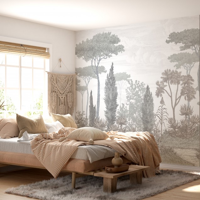 Pinède, Brushwood Grey, PaperMint - Tapet cu design minimalist si culori delicate