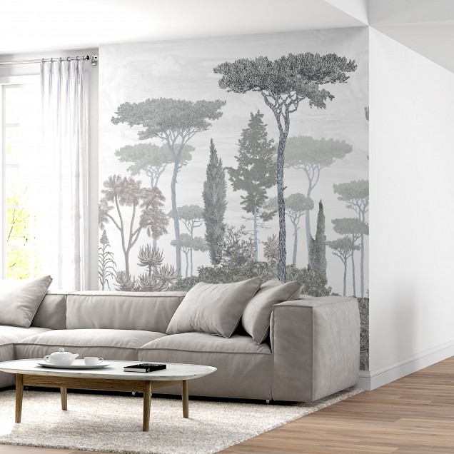 Pinède, Brushwood Grey, PaperMint - Tapet cu design minimalist si culori delicate